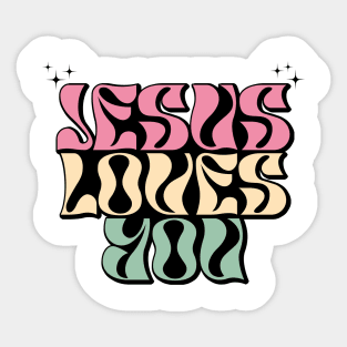 Retro Christian Jesus Loves You Bible Verse Scripture Sticker